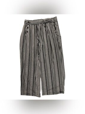 Robert Louis Black and White Vertical Stripe Wide-Leg Pants Size Xl